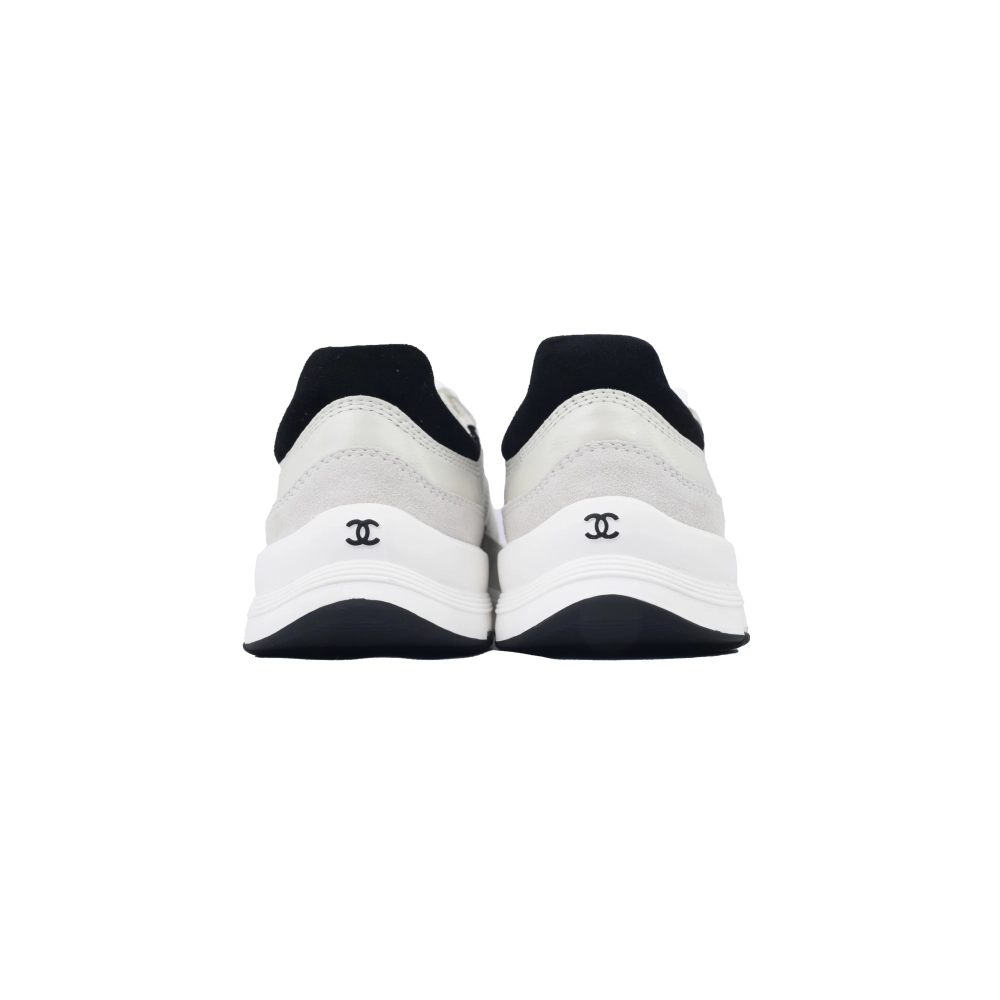 Chanel Interlocking CC Logo Calfskin Suede Calfskin Sneakers White