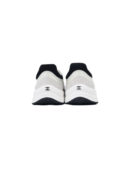 Chanel Interlocking CC Logo Calfskin Suede Calfskin Sneakers White