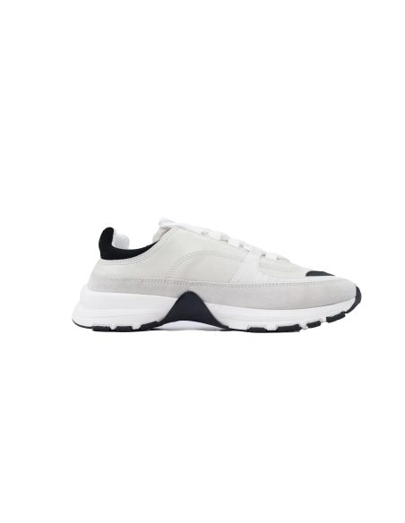 Chanel Interlocking CC Logo Calfskin Suede Calfskin Sneakers White
