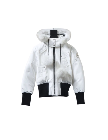 Moose Knuckless Classic Womens Down Jacket with Pom-Pom Front TSK2,Moose Knuckles