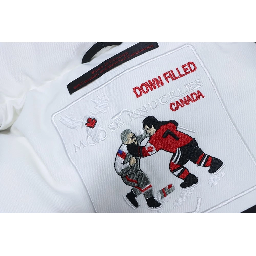 Moose Knuckless Classic Womens Down Jacket with Pom-Pom Front TSK2,Moose Knuckles