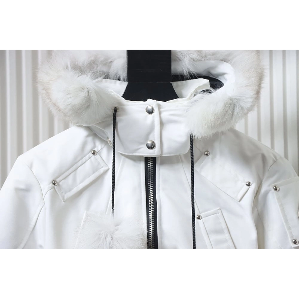 Moose Knuckless Classic Womens Down Jacket with Pom-Pom Front TSK2,Moose Knuckles