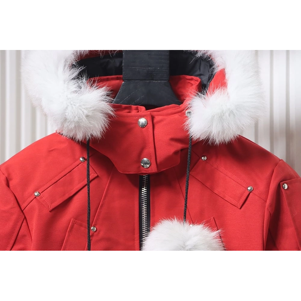 Moose Knuckless Classic Womens Down Jacket with Pom-Pom Front TSK1,Moose Knuckles