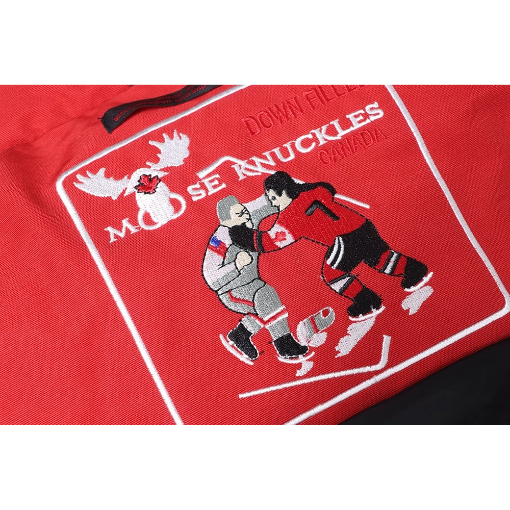 Moose Knuckless Classic Womens Down Jacket with Pom-Pom Front TSK1,Moose Knuckles