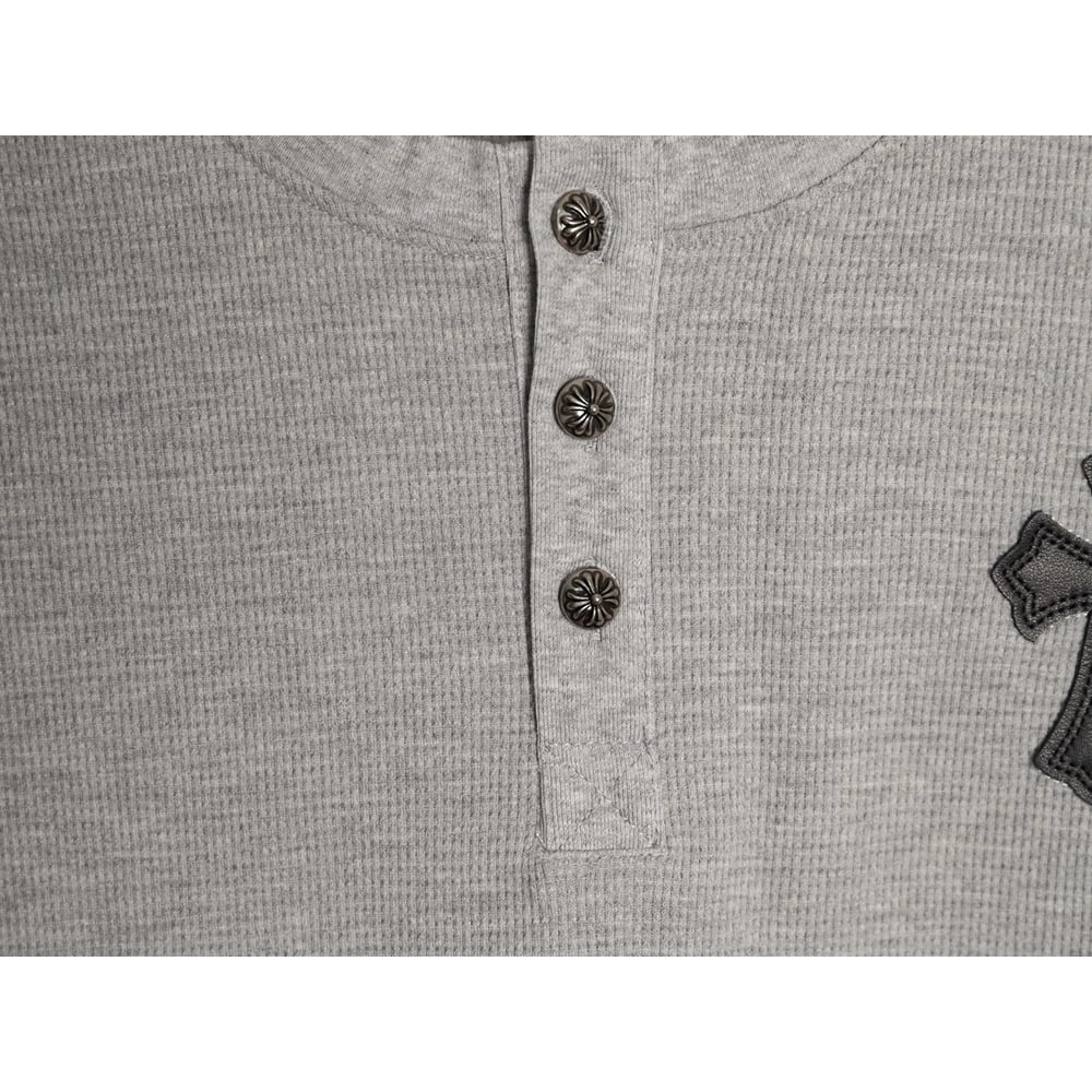 Chrome Hearts Cross Leather Label Waffle Long-Sleeve,Chrome Hearts