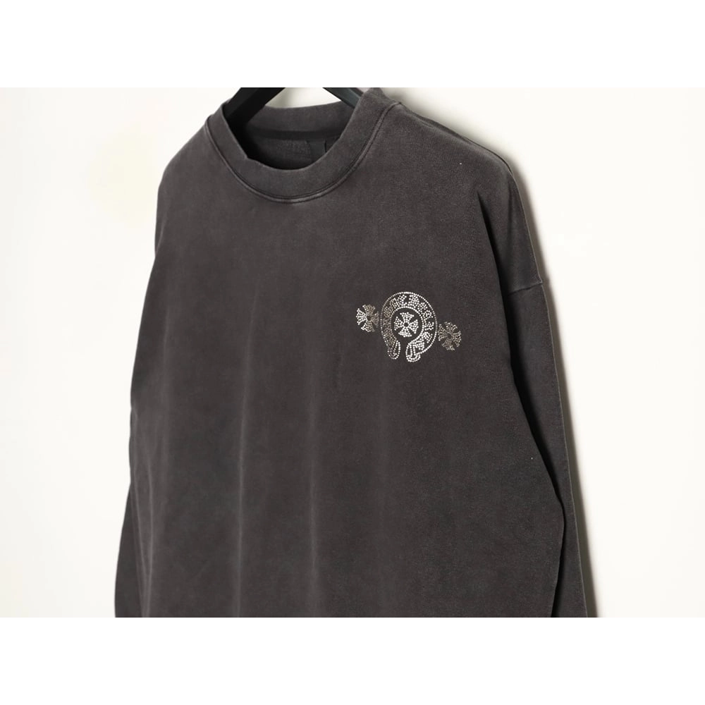 Chrome Hearts Distressed Horseshoe Sanskrit Silver Foil Sweatshirt TSK1,Chrome Hearts