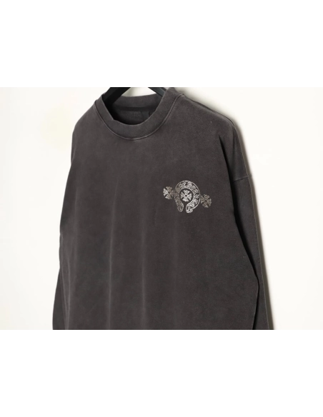 Chrome Hearts Distressed Horseshoe Sanskrit Silver Foil Sweatshirt TSK1,Chrome Hearts