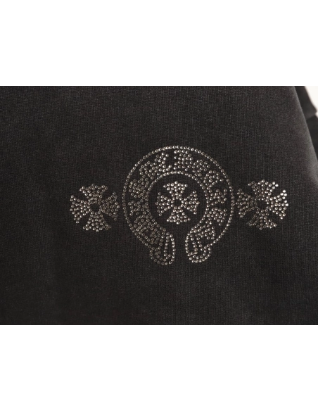 Chrome Hearts Distressed Horseshoe Sanskrit Silver Foil Sweatshirt TSK1,Chrome Hearts