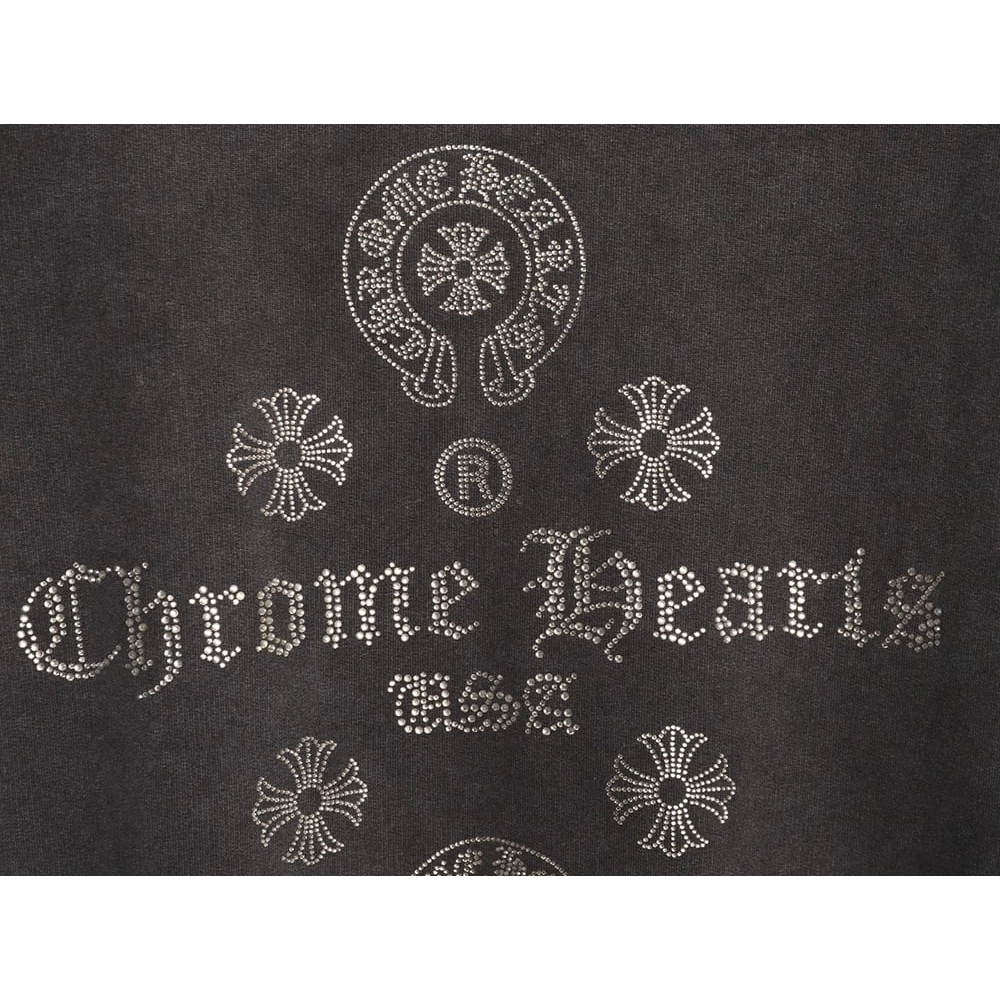 Chrome Hearts Distressed Horseshoe Sanskrit Silver Foil Sweatshirt TSK1,Chrome Hearts