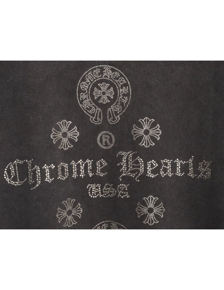 Chrome Hearts Distressed Horseshoe Sanskrit Silver Foil Sweatshirt TSK1,Chrome Hearts