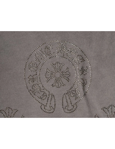 Chrome Hearts Distressed Horseshoe Sanskrit Silver Foil Sweatshirt,Chrome Hearts