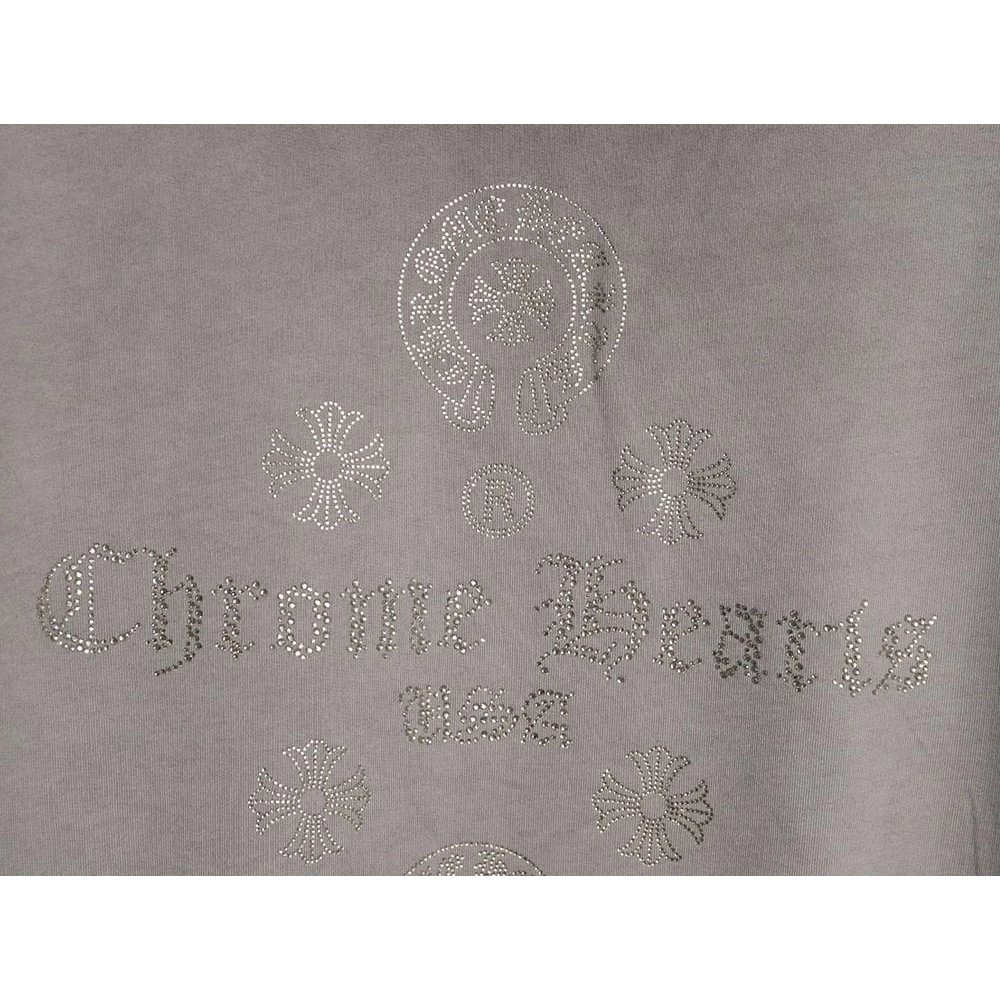 Chrome Hearts Distressed Horseshoe Sanskrit Silver Foil Sweatshirt,Chrome Hearts