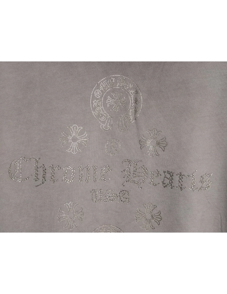 Chrome Hearts Distressed Horseshoe Sanskrit Silver Foil Sweatshirt,Chrome Hearts