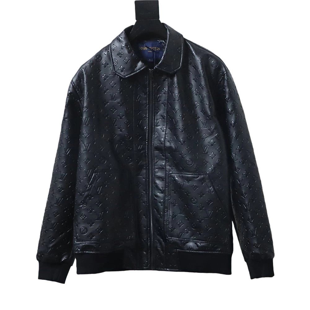 Louis Vuitton all-logo embossed leather jacket,Louis Vuitton