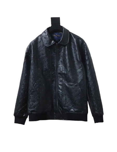 Louis Vuitton all-logo embossed leather jacket,Louis Vuitton