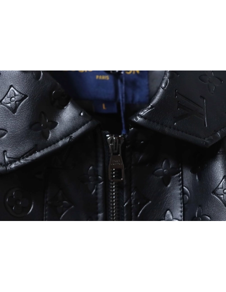 Louis Vuitton all-logo embossed leather jacket,Louis Vuitton
