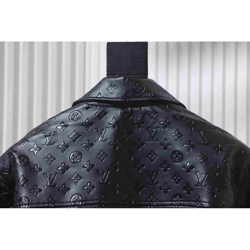 Louis Vuitton all-logo embossed leather jacket,Louis Vuitton