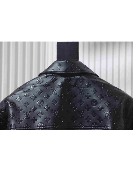Louis Vuitton all-logo embossed leather jacket,Louis Vuitton