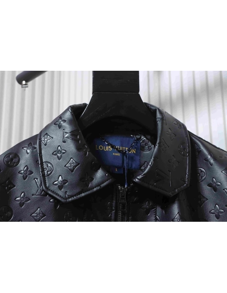 Louis Vuitton all-logo embossed leather jacket,Louis Vuitton