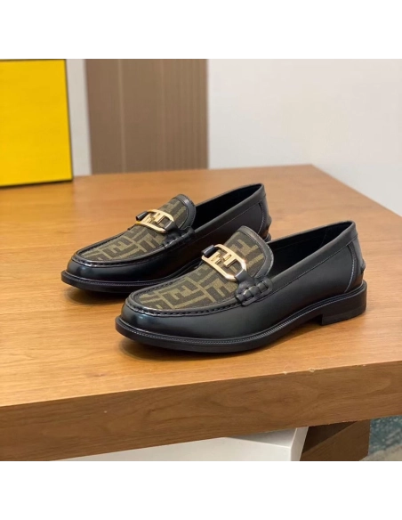 Fendi Orlock Black Leather Loafers,FENDI Sneakers