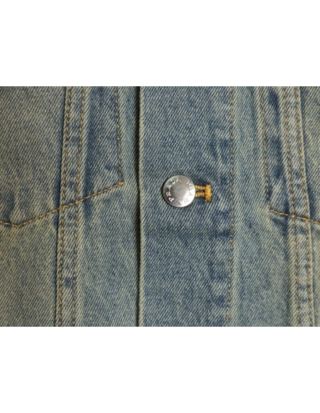 Prada Classic Solid Color Washed Crew Neck Denim Jacket,Prada