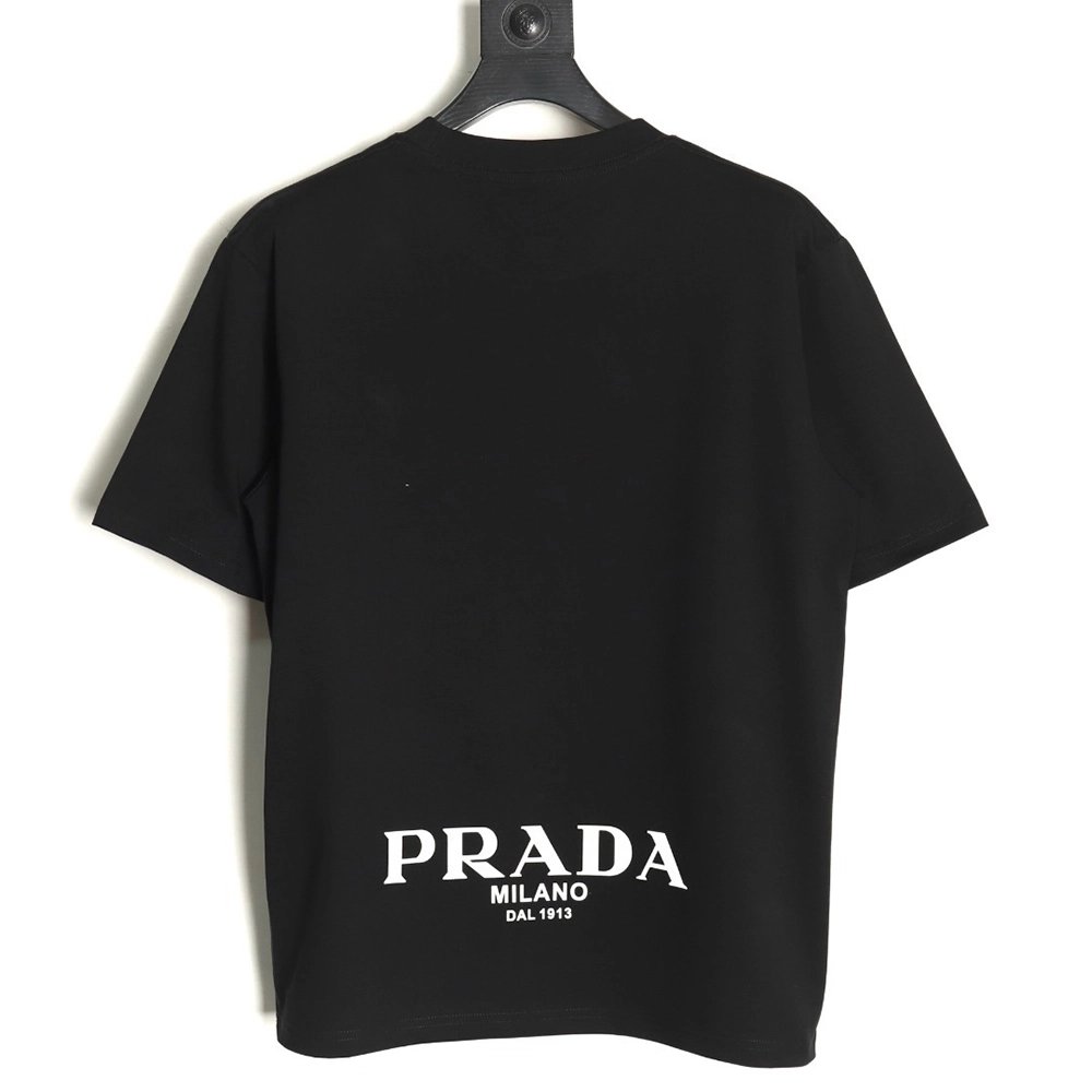 Prada with triangle logo and lettering on the chest T-shirt,Prada
