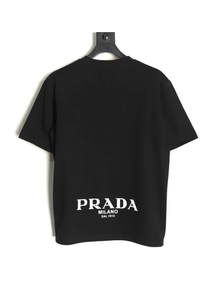Prada with triangle logo and lettering on the chest T-shirt,Prada