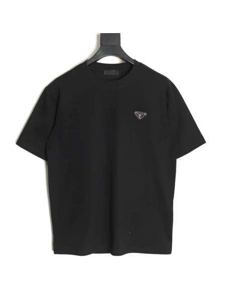 Prada with triangle logo and lettering on the chest T-shirt,Prada