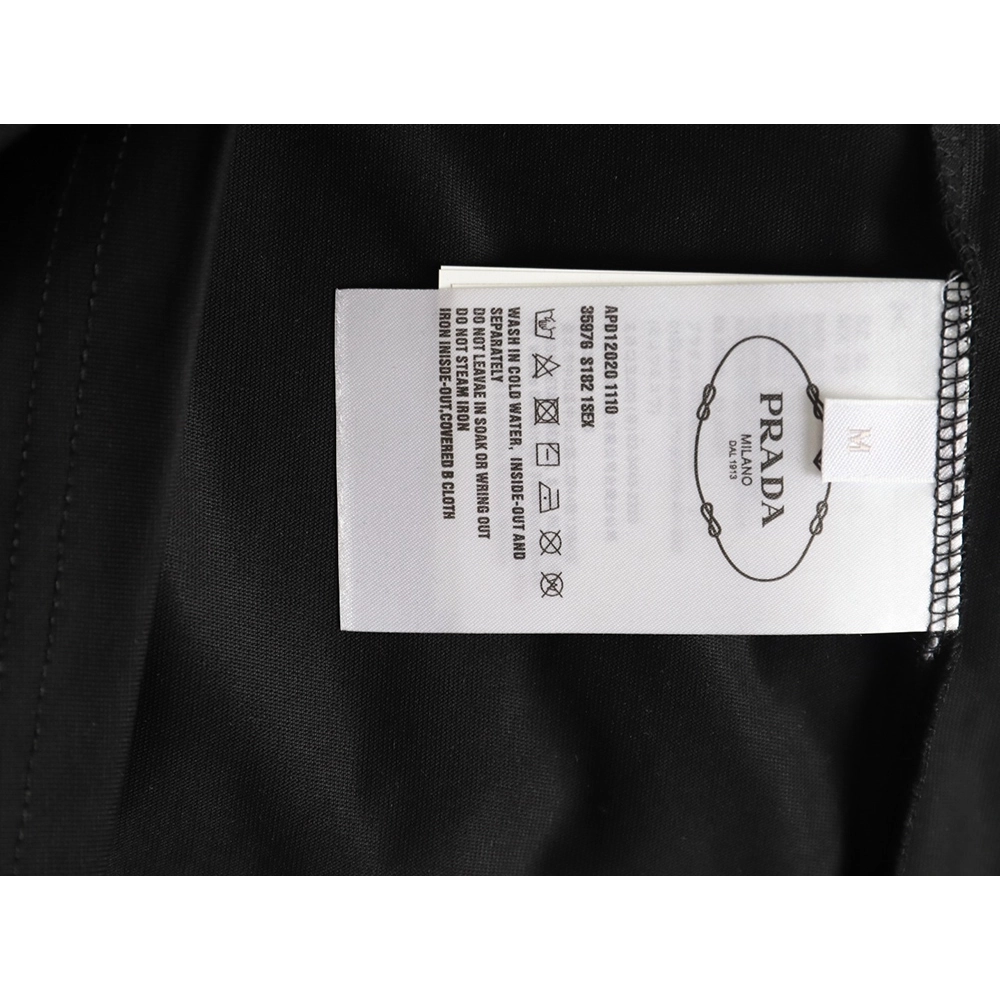 Prada with triangle logo and lettering on the chest T-shirt,Prada