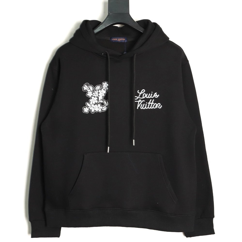 Louis Vuitton black and white floral hoodie,Louis Vuitton
