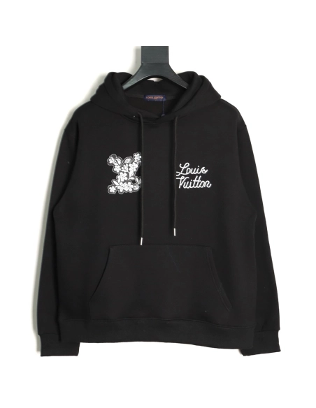 Louis Vuitton black and white floral hoodie,Louis Vuitton
