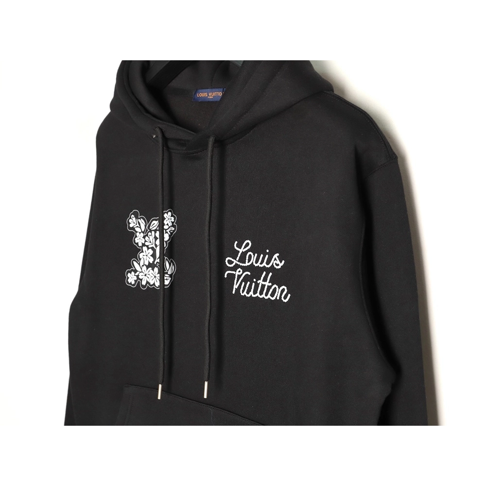 Louis Vuitton black and white floral hoodie,Louis Vuitton