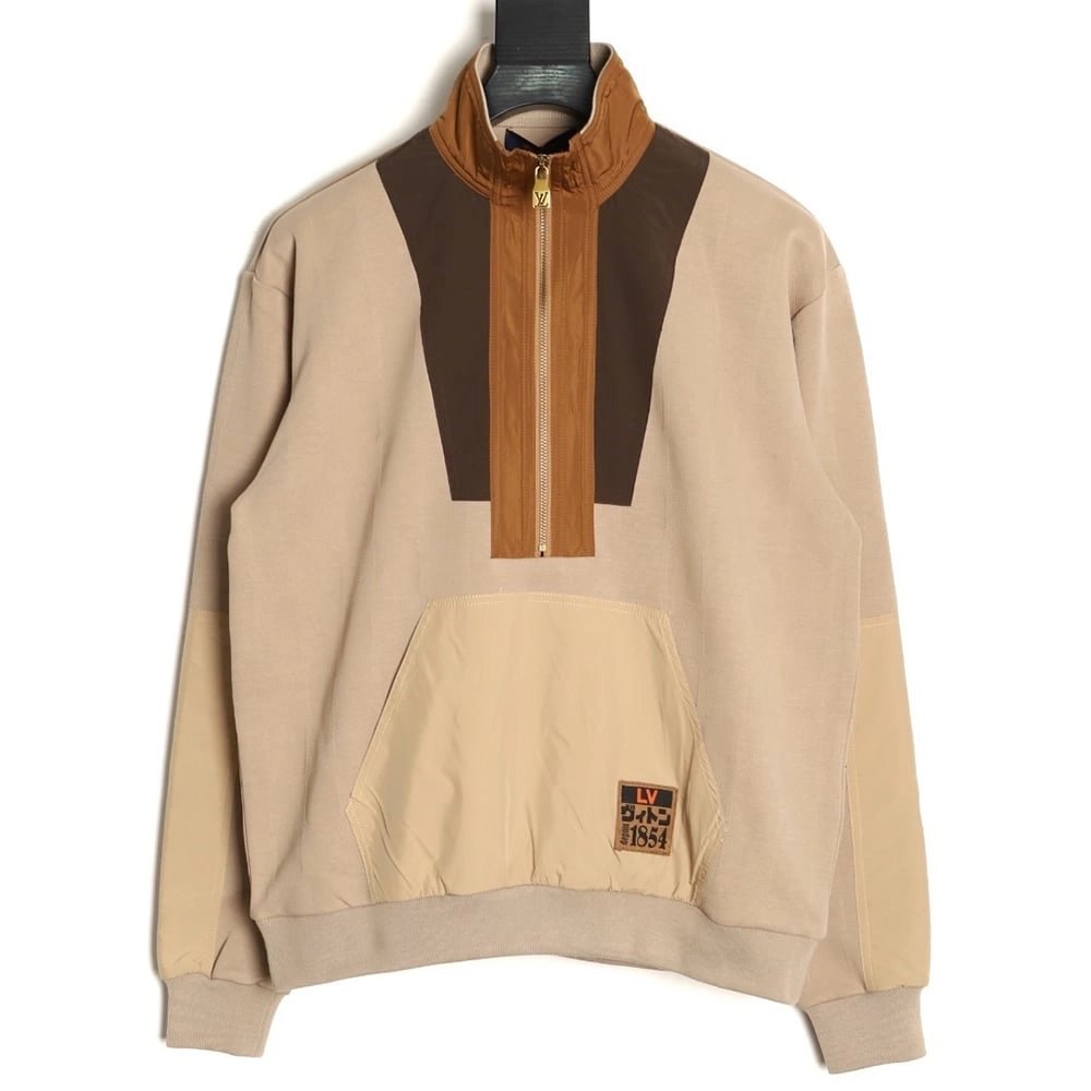 Louis Vuitton khaki half-zip stand-up collar sweatshirt,Louis Vuitton