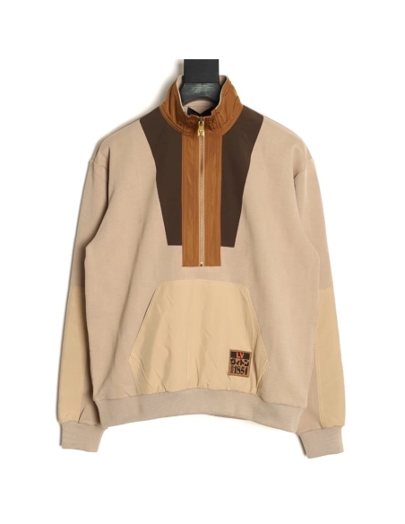 Louis Vuitton khaki half-zip stand-up collar sweatshirt,Louis Vuitton