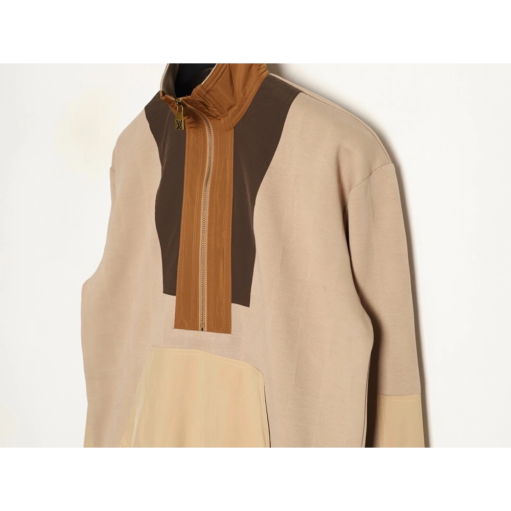 Louis Vuitton khaki half-zip stand-up collar sweatshirt,Louis Vuitton