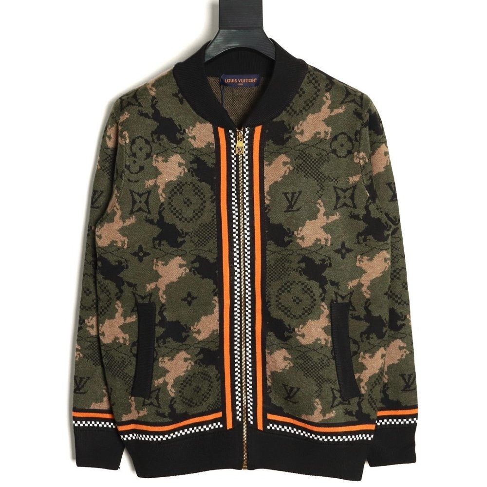 Louis Vuitton Western Cowboy Jacquard Camouflage Knit Cardigan,Louis Vuitton