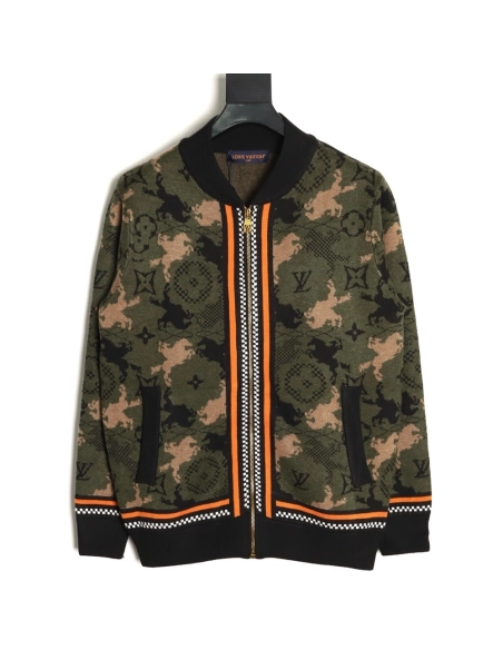 Louis Vuitton Western Cowboy Jacquard Camouflage Knit Cardigan,Louis Vuitton