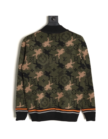 Louis Vuitton Western Cowboy Jacquard Camouflage Knit Cardigan,Louis Vuitton