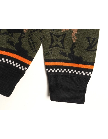 Louis Vuitton Western Cowboy Jacquard Camouflage Knit Cardigan,Louis Vuitton