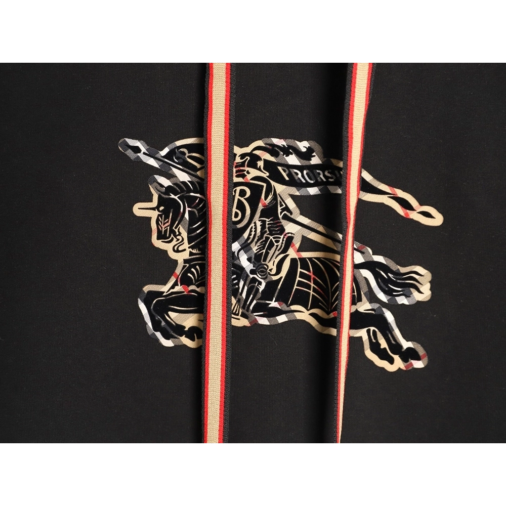 Burberry check equestrian flocked print hoodie TSK1,Burberry