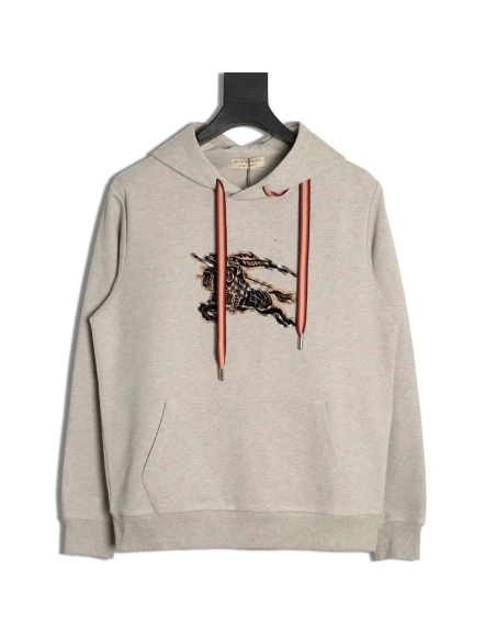 Burberry check equestrian flocked print hoodie,Burberry