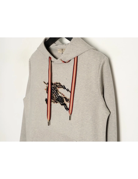 Burberry check equestrian flocked print hoodie,Burberry