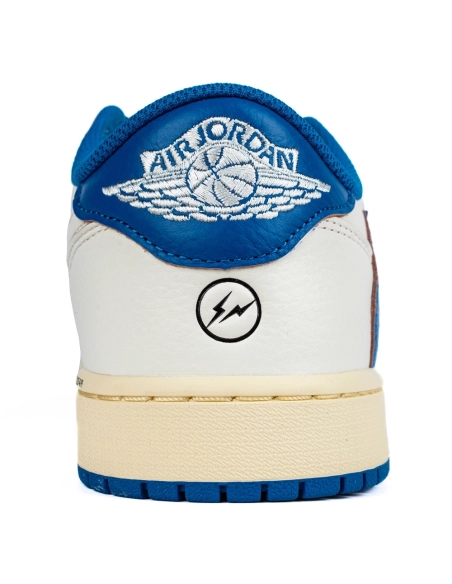 Fragment Design x Travis Scott x Air Jordan 1 Retro Low OG SP TD Sail Military Blue,KIDS SNEAKERS