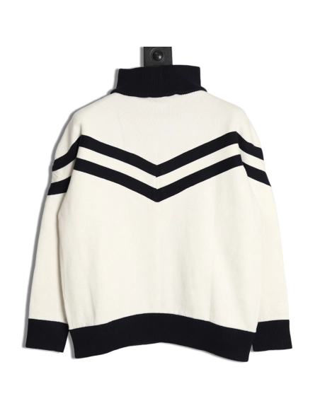 Louis Vuitton stand-collar striped color-blocked zip-up knit cardigan TSK1,Louis Vuitton