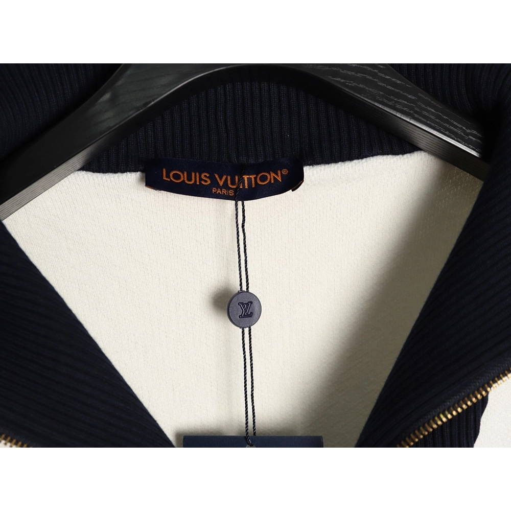 Louis Vuitton stand-collar striped color-blocked zip-up knit cardigan TSK1,Louis Vuitton