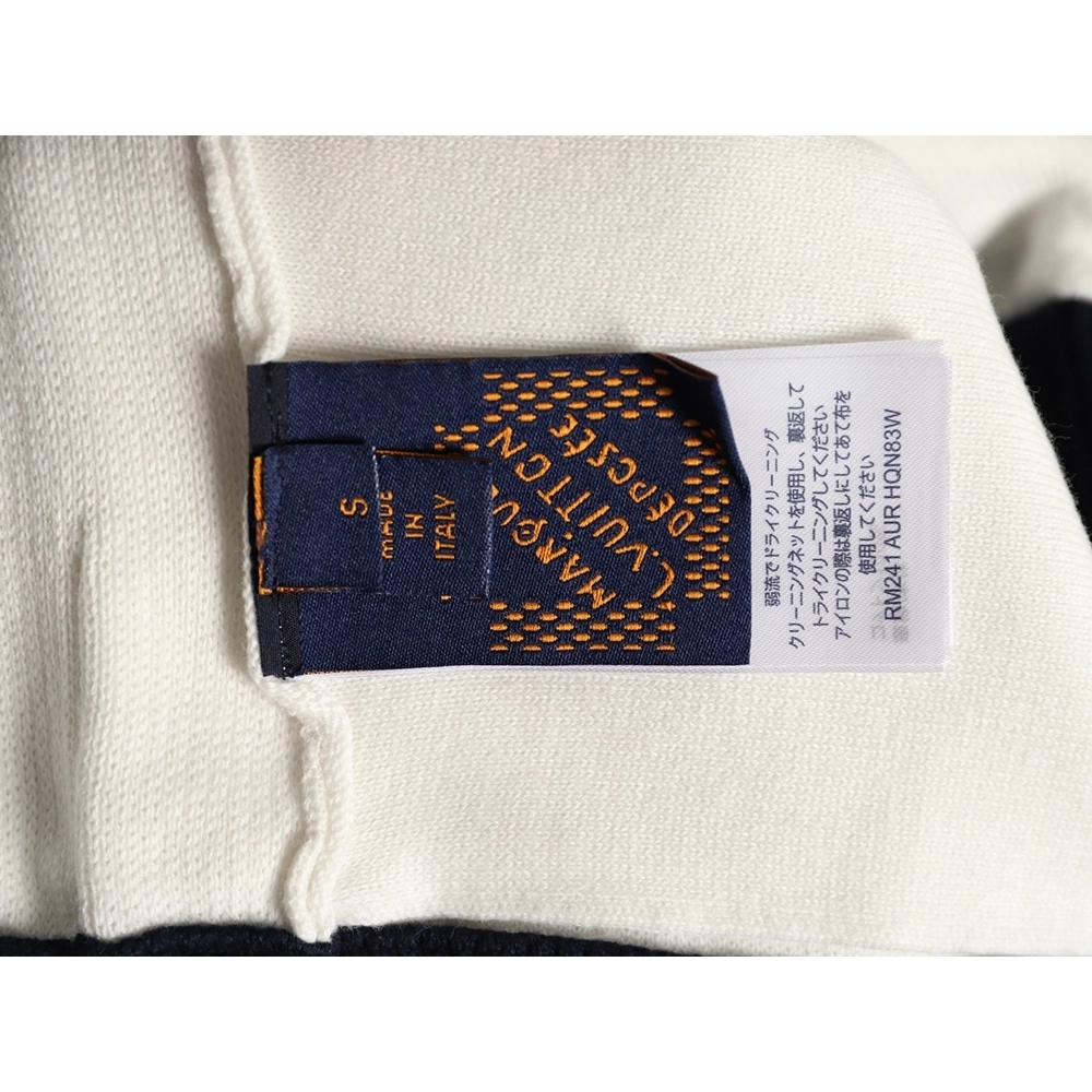 Louis Vuitton stand-collar striped color-blocked zip-up knit cardigan TSK1,Louis Vuitton
