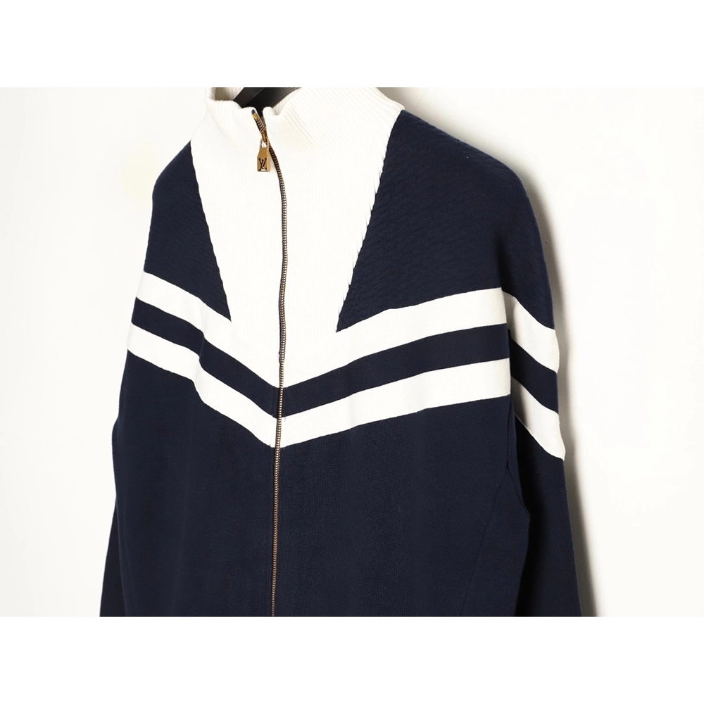 Louis Vuitton stand-collar striped color-blocked zip-up knit cardigan,Louis Vuitton