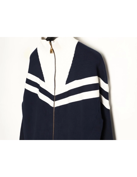 Louis Vuitton stand-collar striped color-blocked zip-up knit cardigan,Louis Vuitton