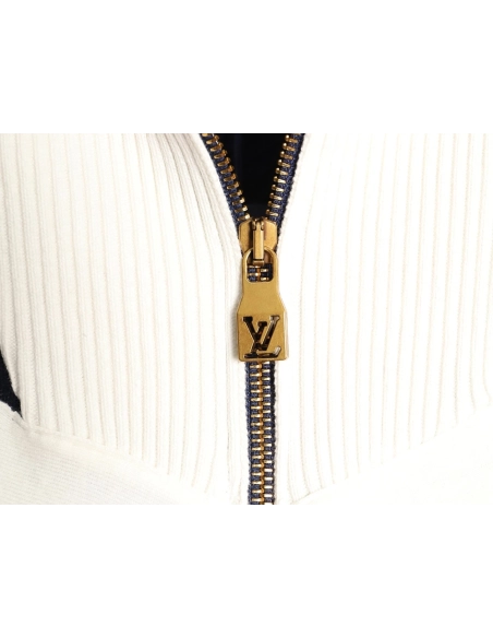 Louis Vuitton stand-collar striped color-blocked zip-up knit cardigan,Louis Vuitton