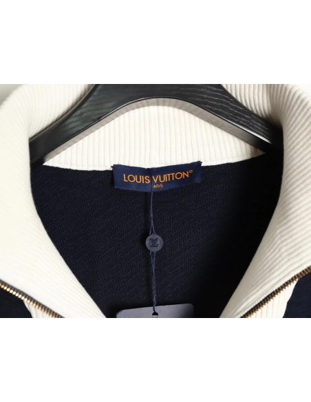Louis Vuitton stand-collar striped color-blocked zip-up knit cardigan,Louis Vuitton
